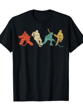 Men's Vintage-Inspired Ice Hockey Graphic Tee - Soft Cotton, Crew Neck, Short Sleeve - Perfect for Casual Wear & Gifts