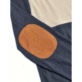 Mens Retro Color Block Knitted Mid Stretch Stand Collar Pullover Sweater - Warm, Casual, Long Sleeve, Button Front, Machine Washable - Perfect for Fall and Winter, Old Money Style