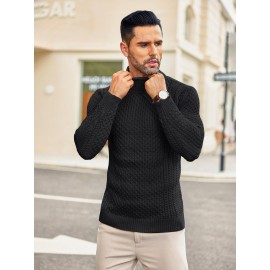 Men's Slim Fit Turtleneck Sweater - Casual Solid Color Knit Pullover for Fall/Winter, Polyester Blend, Best for Christmas