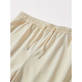 Men's Casual Drawstring Shorts - Comfy Polyester, Printed Design for Summer Sports & Beach Wear